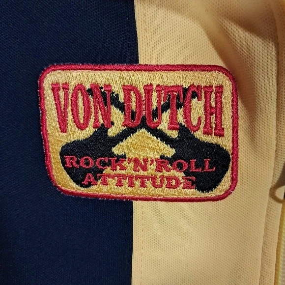 Vintage 2000s Von Dutch Full Zip Track Jacket Yellow Retro Y2K Biker Baddie - Picture 9 of 13